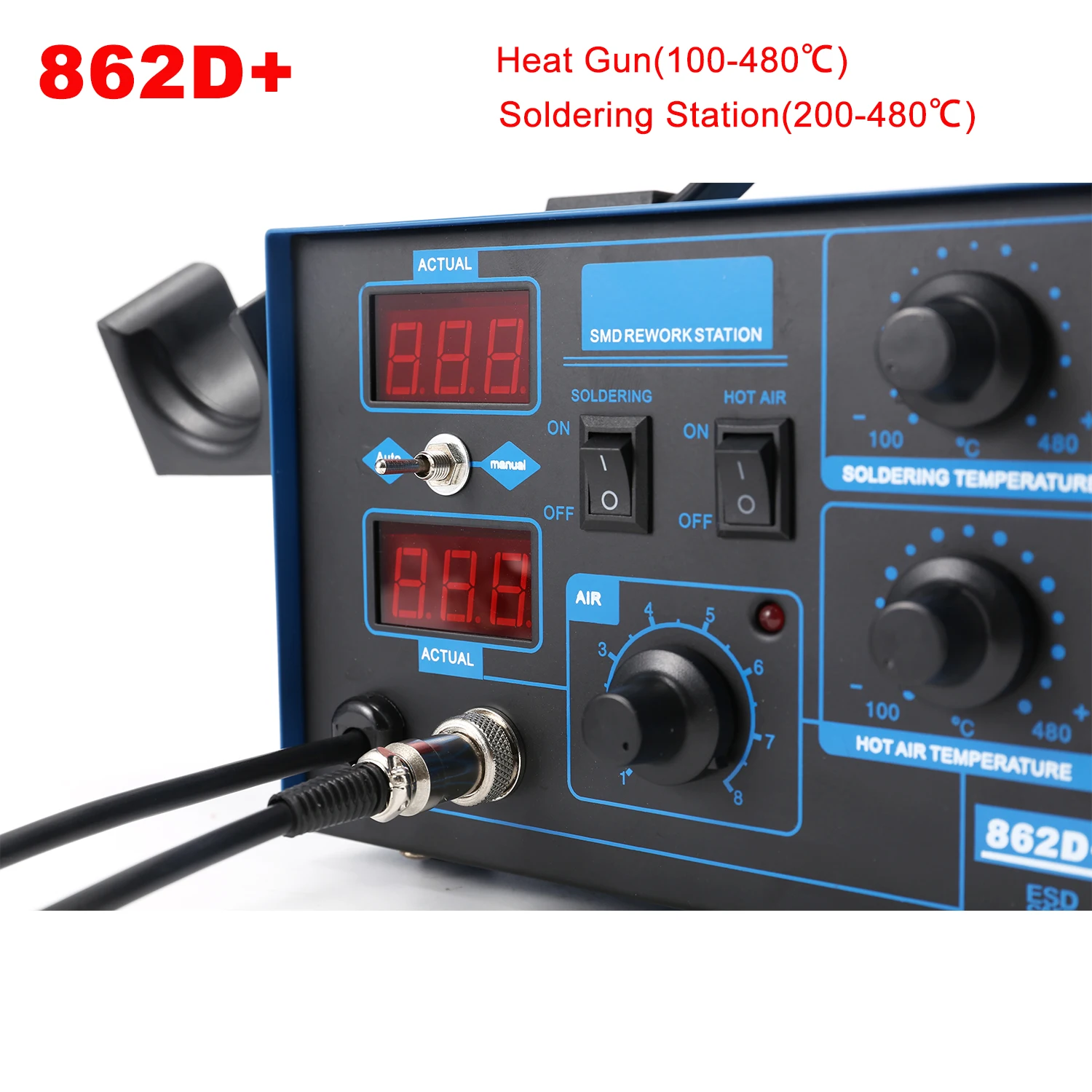 862D+ Soldering Station 2 In 1 - 2 In 1 Soldering Rework Station 750W ulasan dan harga