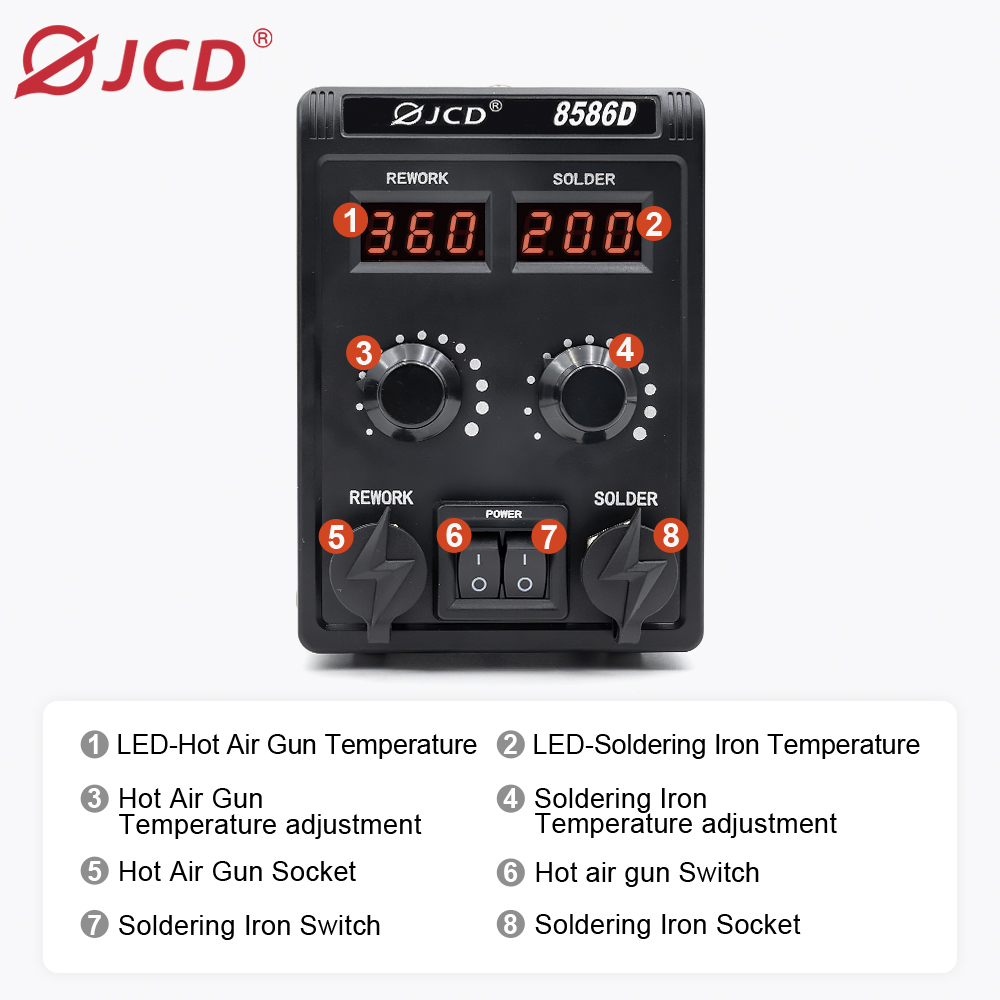 JCD 8586D 2-in-1 Soldering Sta - 2 In 1 Soldering Rework Station 750W ulasan dan harga